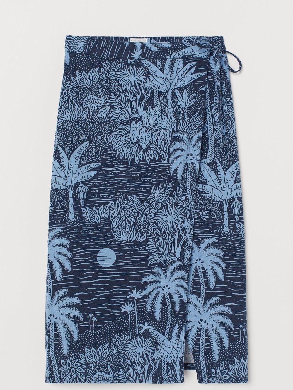 Rare NEW! Desmond & Dempsey x H&M Linen Hawaiian Wrap Skirt Size 6 Tropical Blue